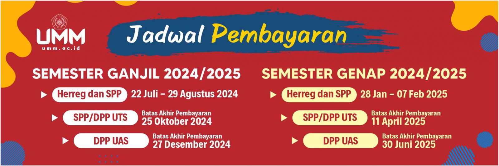 Jadwal Pembayaran 2024 Smt Ganjil dan Genap